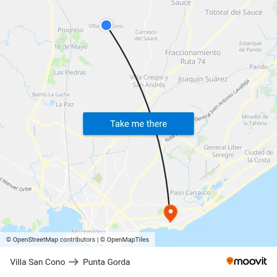 Villa San Cono to Punta Gorda map