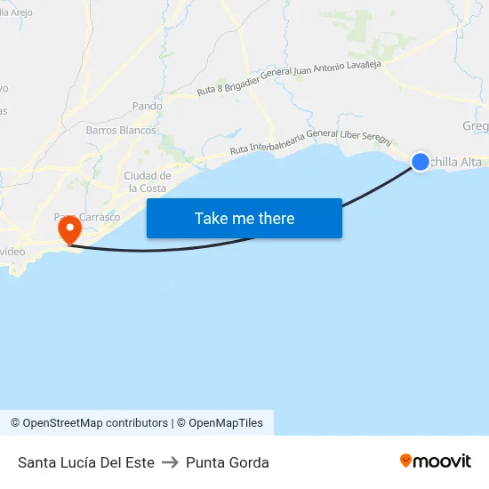 Santa Lucía Del Este to Punta Gorda map
