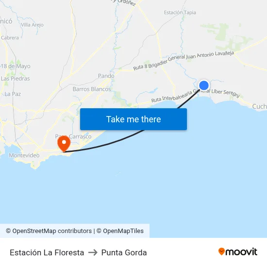 Estación La Floresta to Punta Gorda map