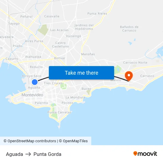 Aguada to Punta Gorda map