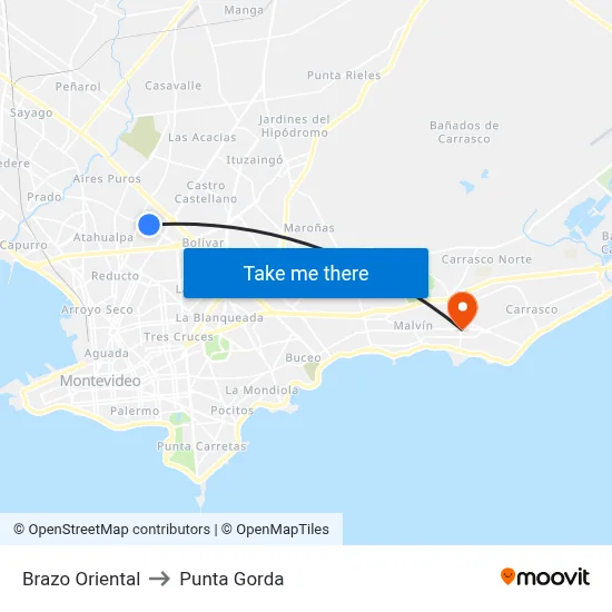 Brazo Oriental to Punta Gorda map
