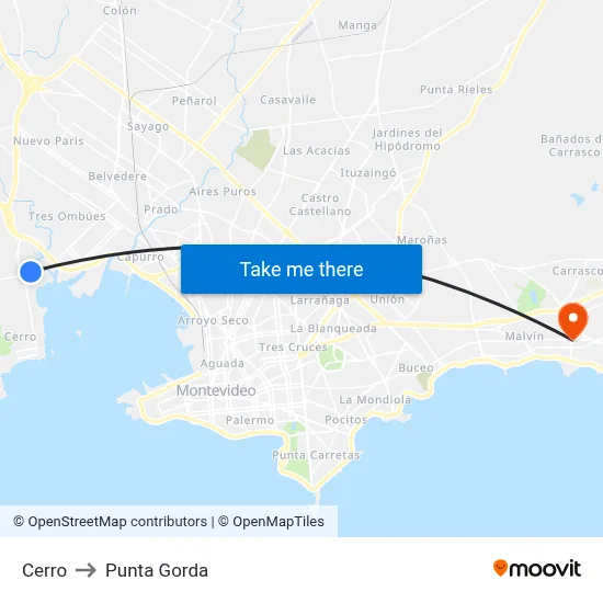 Cerro to Punta Gorda map