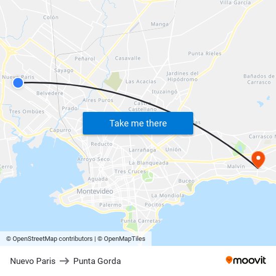Nuevo Paris to Punta Gorda map