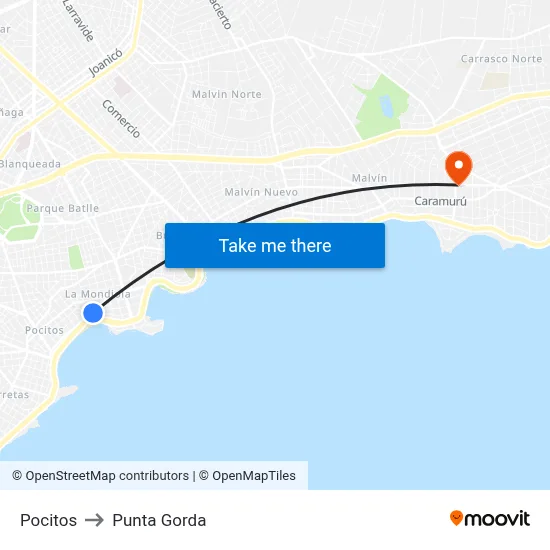 Pocitos to Punta Gorda map