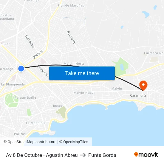 Av 8 De Octubre - Agustin Abreu to Punta Gorda map