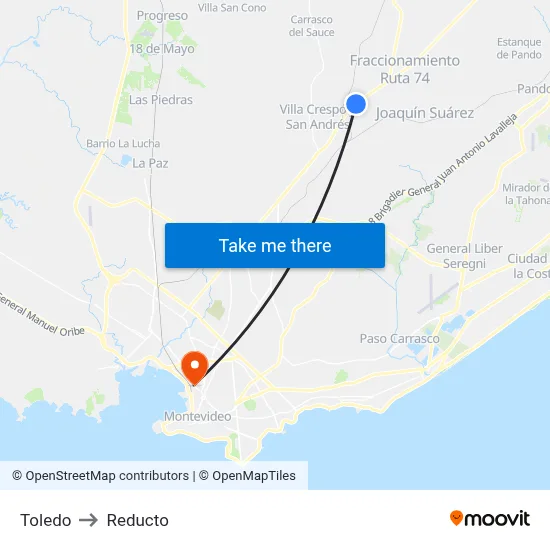 Toledo to Reducto map