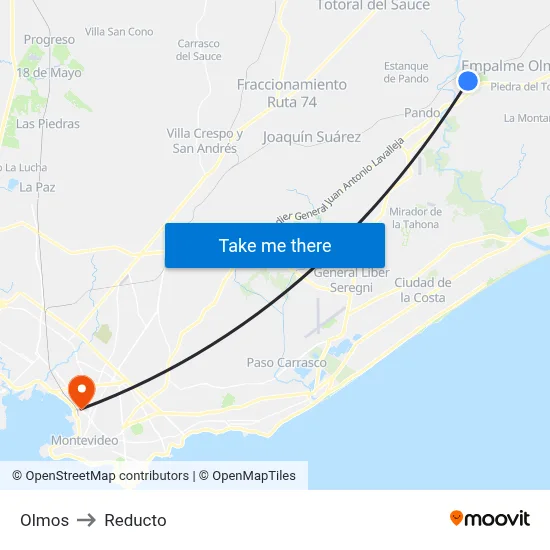 Olmos to Reducto map