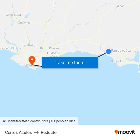 Cerros Azules to Reducto map