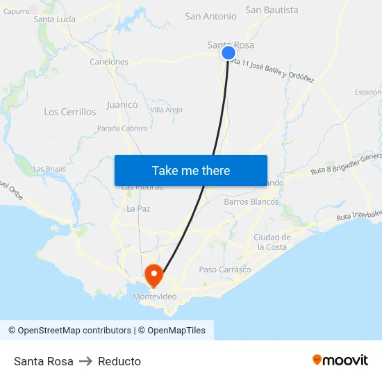 Santa Rosa to Reducto map