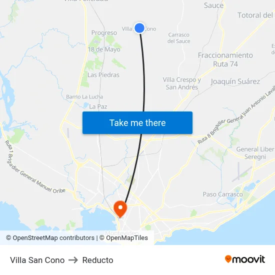 Villa San Cono to Reducto map