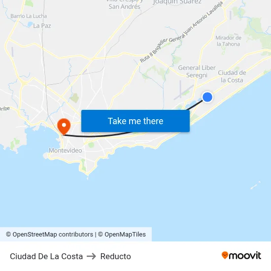 Ciudad De La Costa to Reducto map