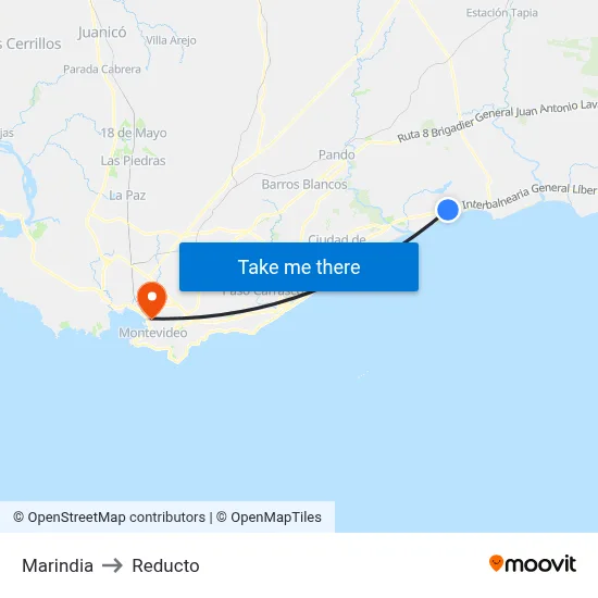 Marindia to Reducto map