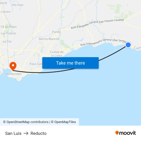 San Luis to Reducto map