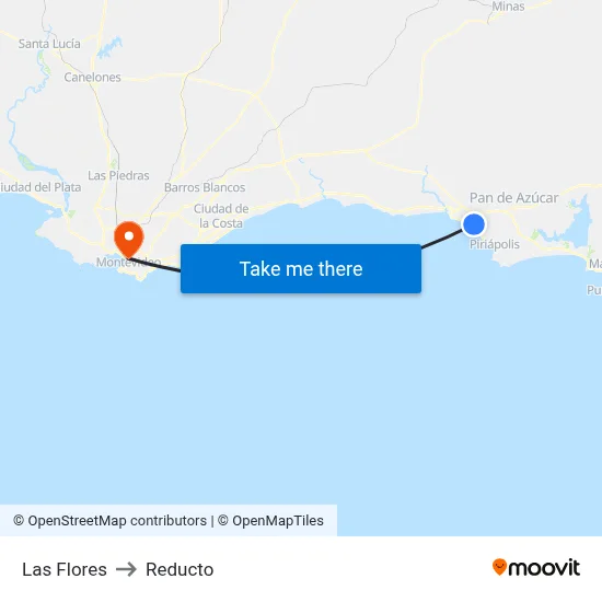 Las Flores to Reducto map