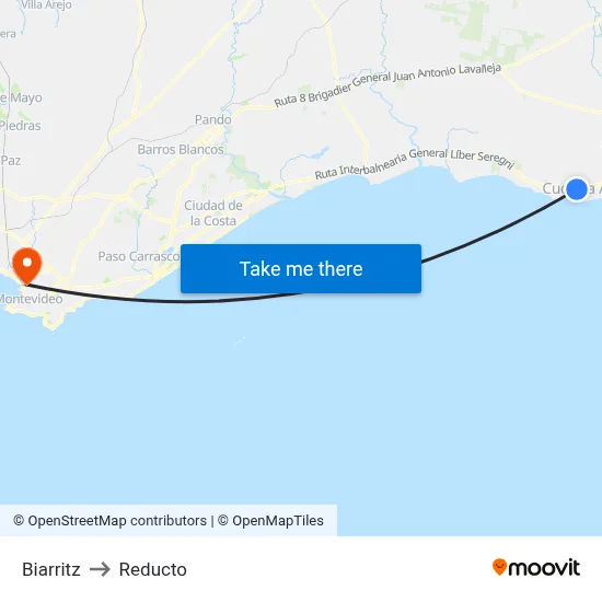 Biarritz to Reducto map