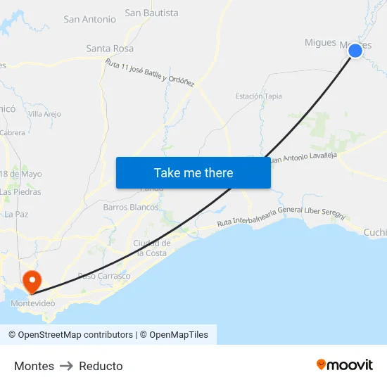 Montes to Reducto map