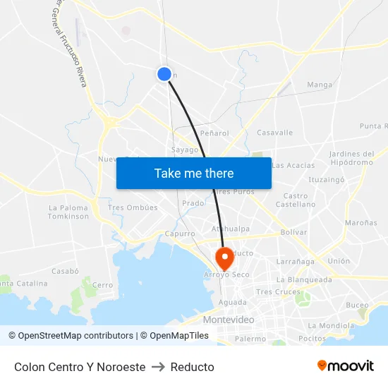 Colon Centro Y Noroeste to Reducto map