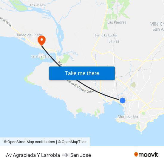 Av Agraciada Y Larrobla to San José map