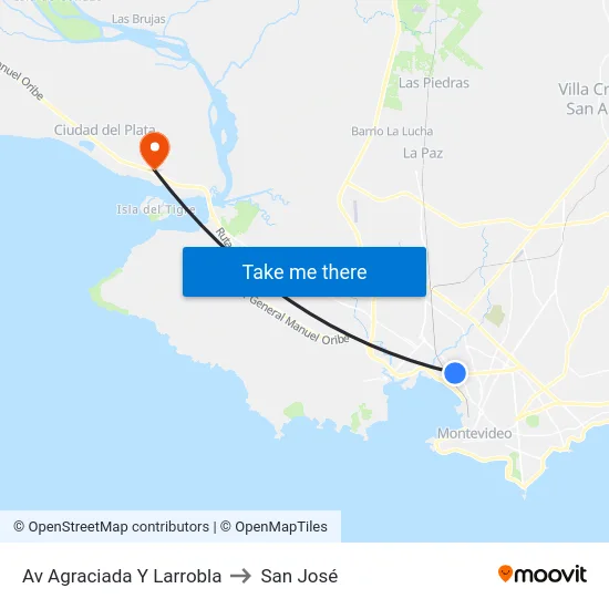 Av Agraciada Y Larrobla to San José map
