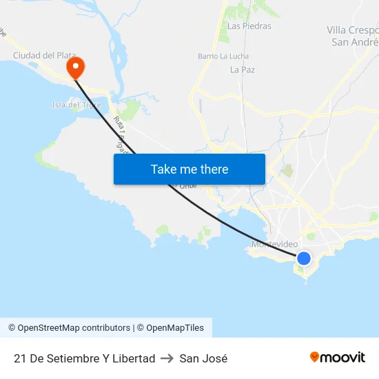 21 De Setiembre Y Libertad to San José map