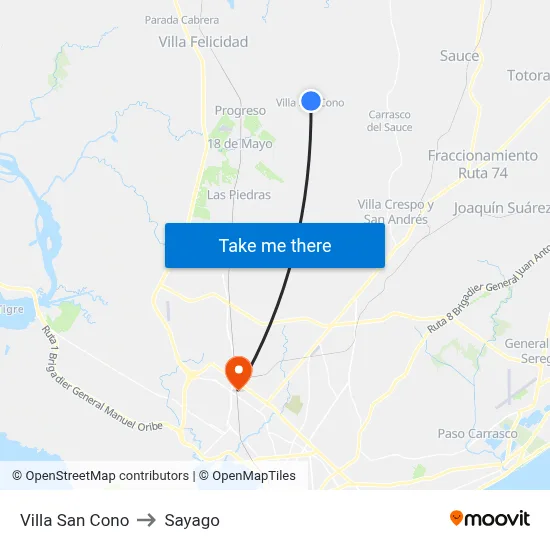 Villa San Cono to Sayago map