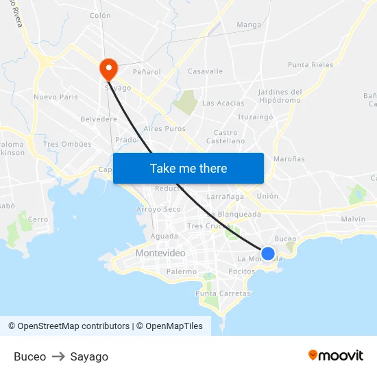 Buceo to Sayago map