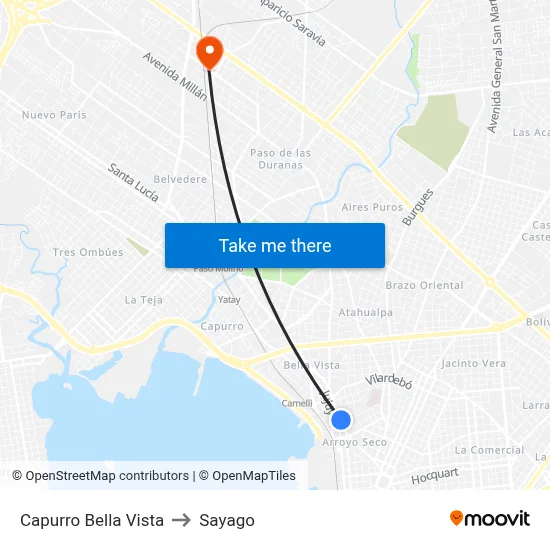 Capurro Bella Vista to Sayago map
