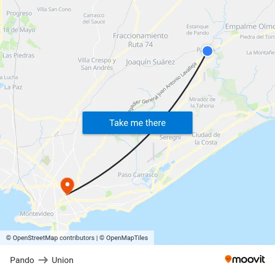 Pando to Union map