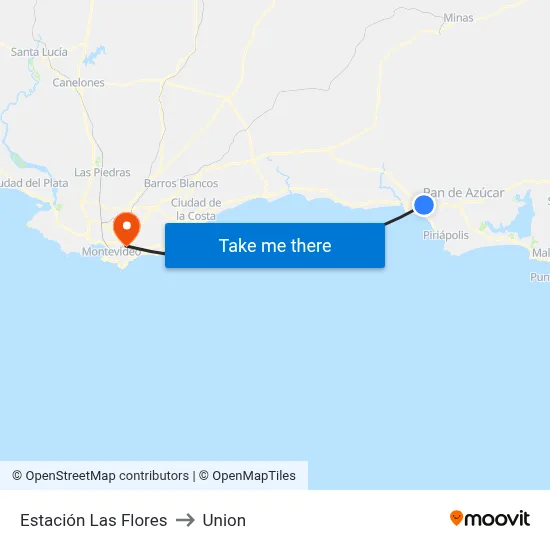 Estación Las Flores to Union map