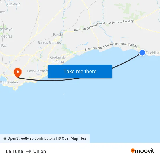 La Tuna to Union map