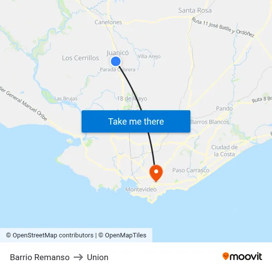 Barrio Remanso to Union map