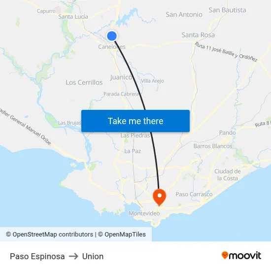 Paso Espinosa to Union map