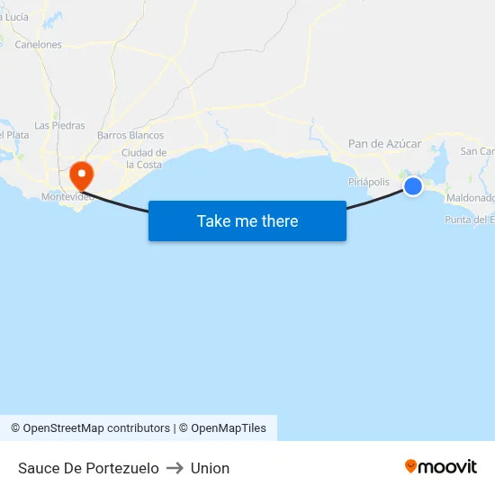 Sauce De Portezuelo to Union map
