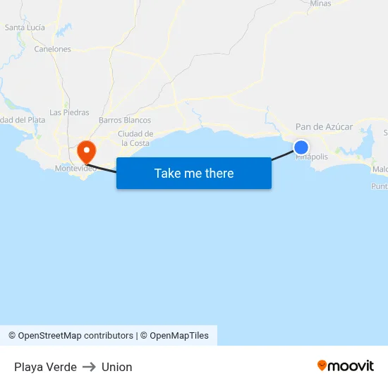Playa Verde to Union map