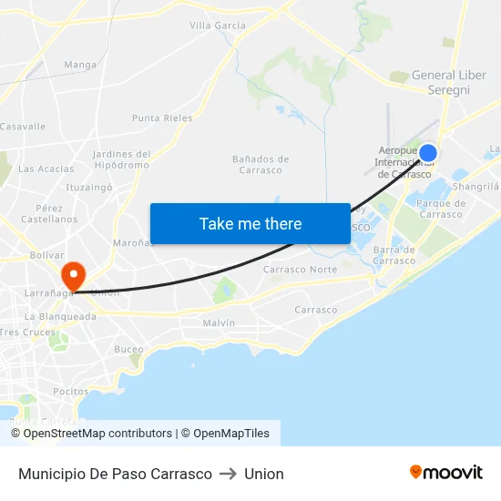 Municipio De Paso Carrasco to Union map