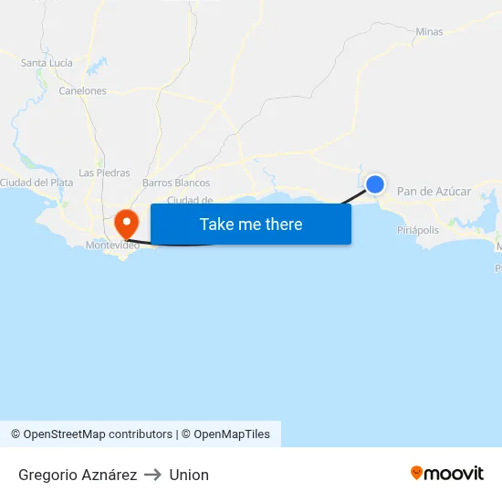 Gregorio Aznárez to Union map