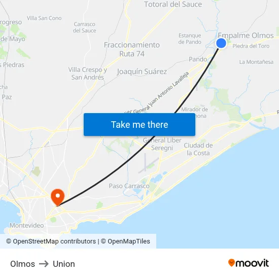 Olmos to Union map