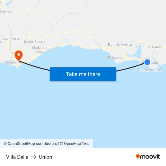 Villa Delia to Union map