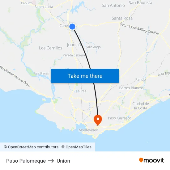 Paso Palomeque to Union map