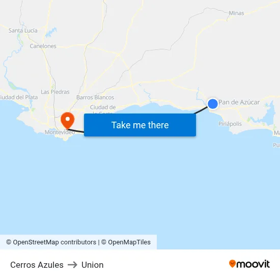 Cerros Azules to Union map