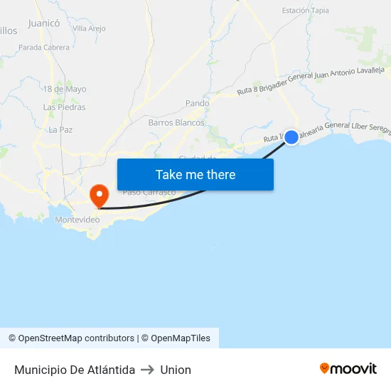 Municipio De Atlántida to Union map