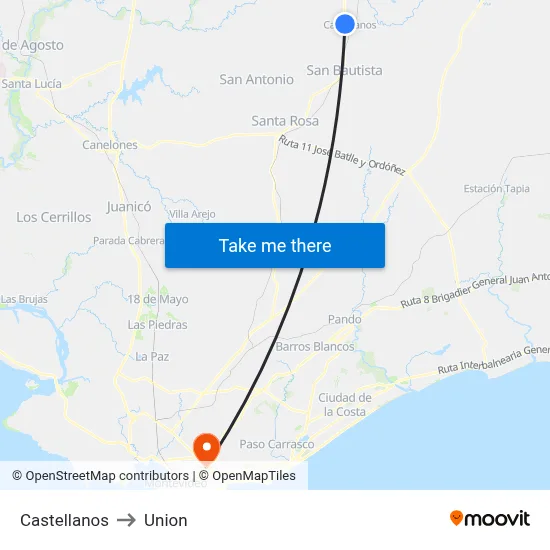 Castellanos to Union map