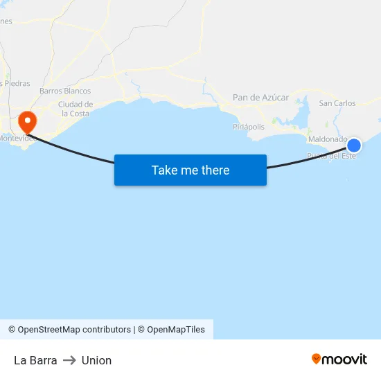 La Barra to Union map
