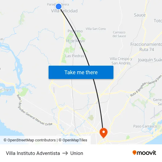 Villa Instituto Adventista to Union map