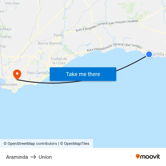 Araminda to Union map