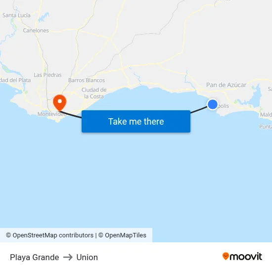 Playa Grande to Union map