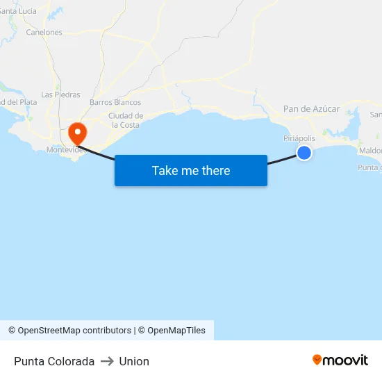 Punta Colorada to Union map