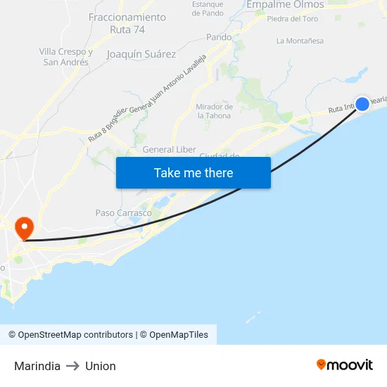 Marindia to Union map
