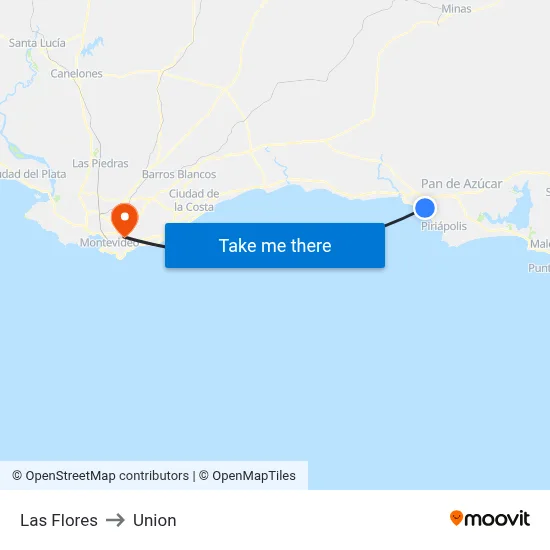 Las Flores to Union map
