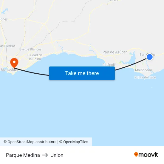 Parque Medina to Union map